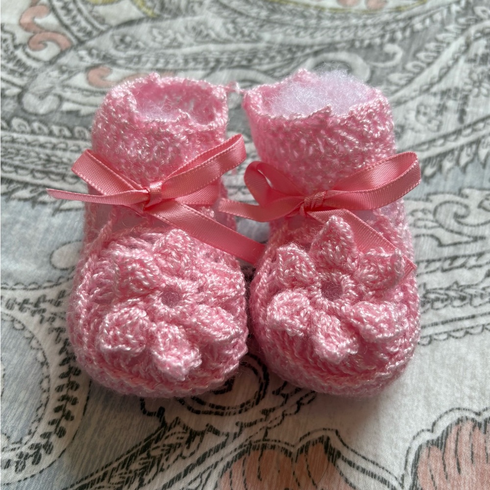 Pink Crochet Baby Booties